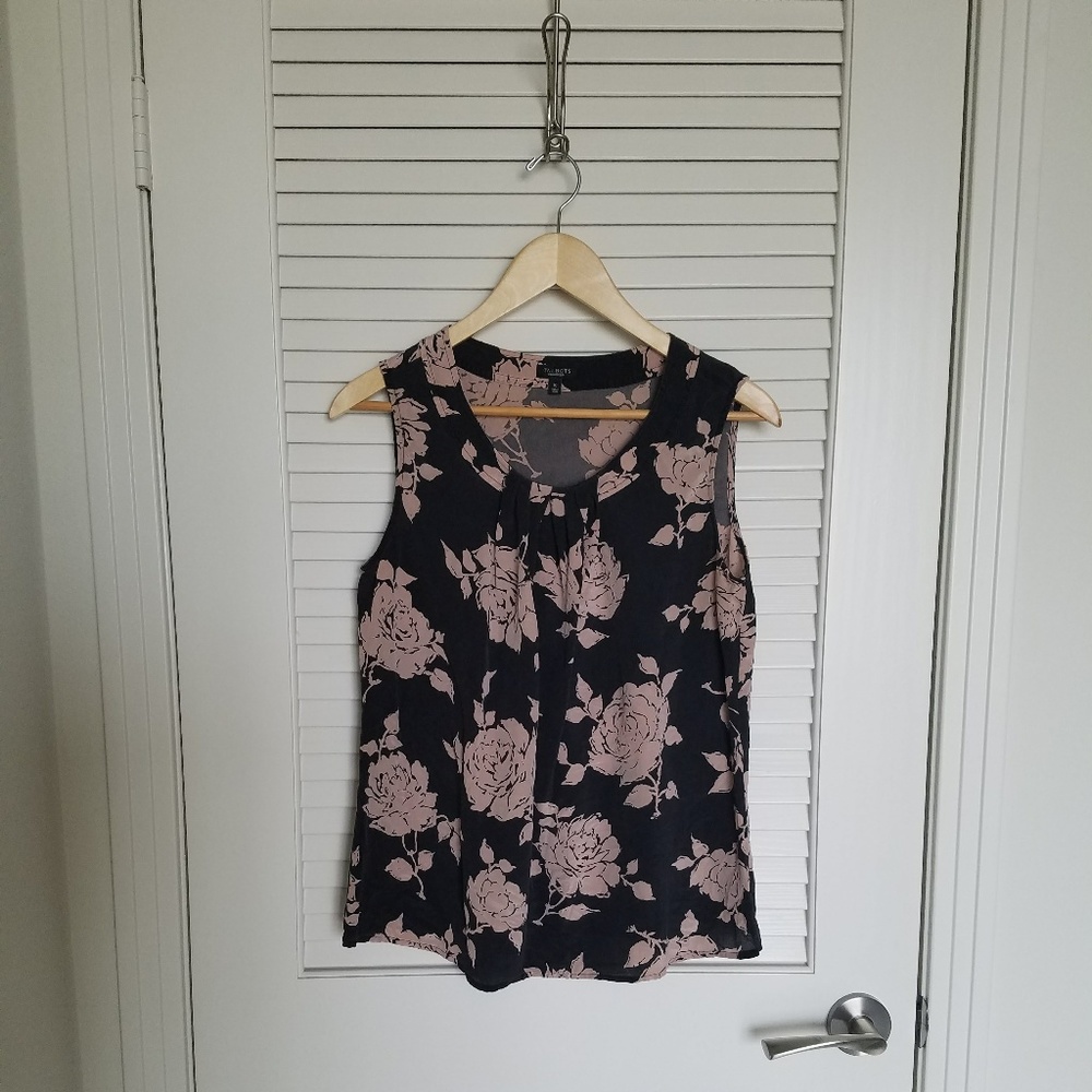 Talbots Silk Shell with Pink Flowers - Picture 2 of 7